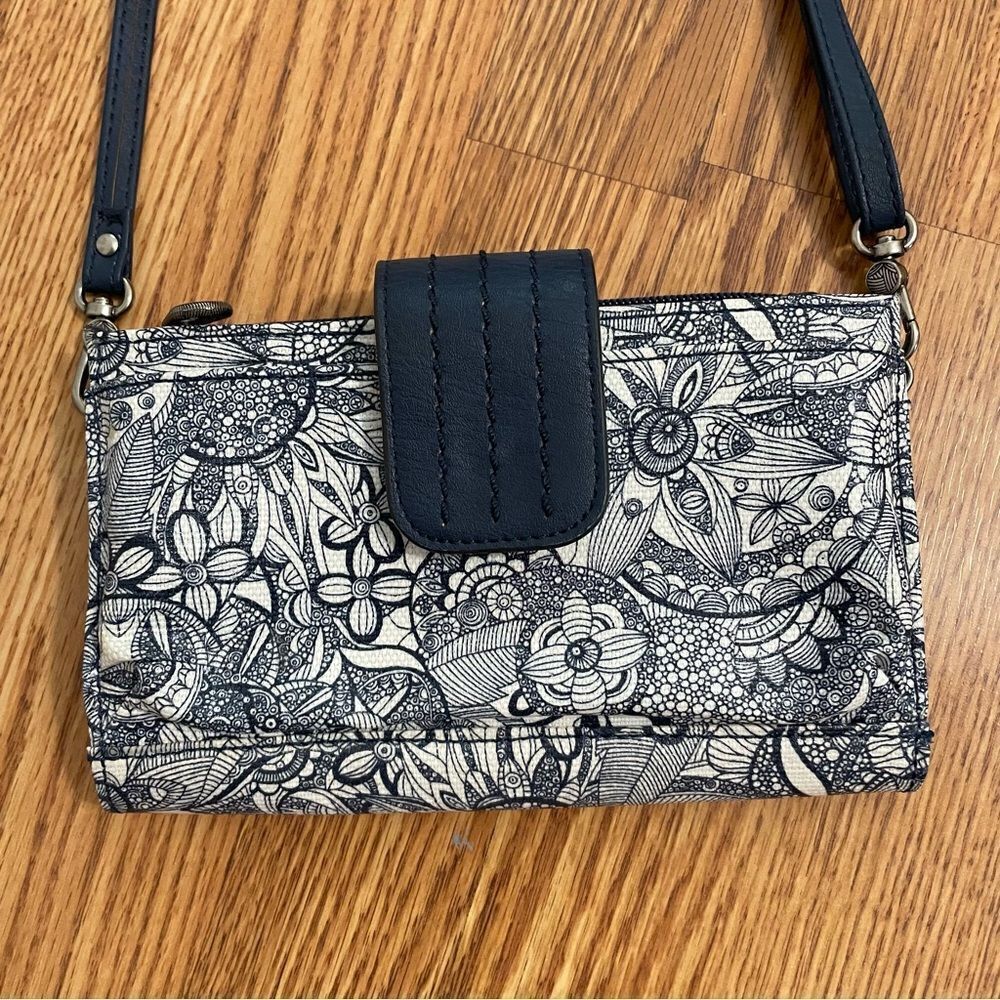 Sakroots Olympic Navy Floral Crossbody Phone Holder Wallet